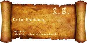 Krix Barbara névjegykártya